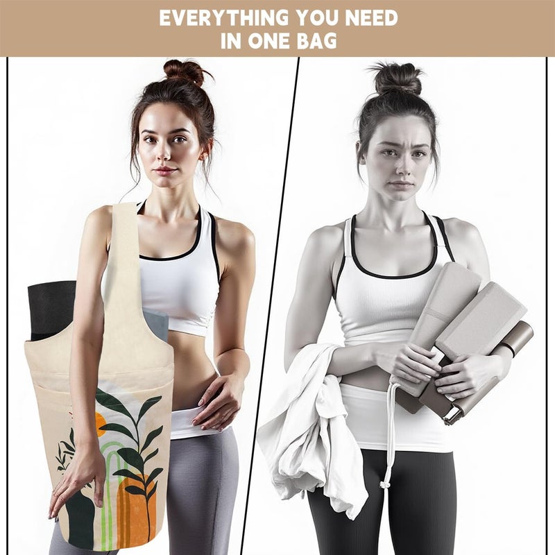saniwu Yoga Mat Bag Carrier for Women with Side Large Pocket Durable Linen Workout Gym Travel Storage Pilates Mats - Image 5